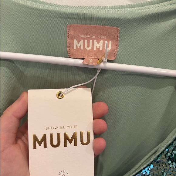 Show Me Your MuMu Matilda Mini Dress - Aqua Liquid Sequins - Picture 4 of 5